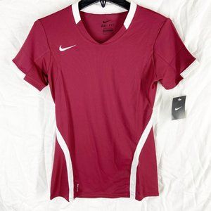 Nike Womens Dri-fit Dark Red Short Sleeve Volleyball Jersey